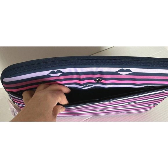 New Kate Spade Jae Lip Print Nylon Laptop case fit to 16" Pink Multi - Picture 3 of 5